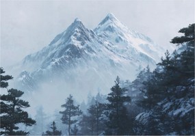 Fotótapéta Hegyek Erdő Köd Tájkép Természet Hálószoba Nappali Tapéta 312x219