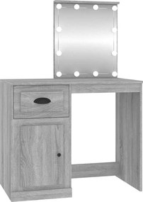 vidaXL szürke sonoma szerelt fa pipereasztal LED-del 90x50x132,5 cm