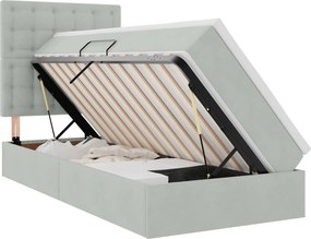 vidaXL Ágy tárolóval és matraccal Világosszürke 90 x 190 cm Bársony