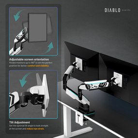 Képernyőállvány két 49 hüvelykes monitorhoz, fehér-fekete X-Arm Dual RGB