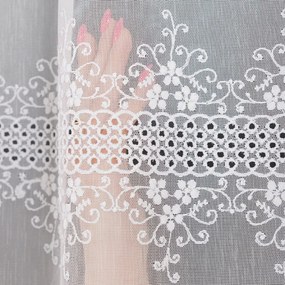 Függöny méteráru 160cm hímzett mintás finom hímzés 0,5m fehér