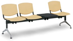 Design műanyag pad, 3 üléses + asztal, piros