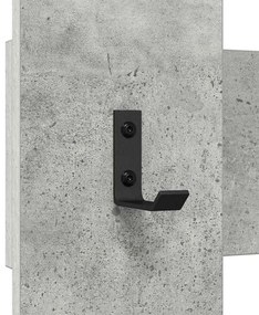 Fali Kabáthorog tárolóval Beton szürke 65 x 3 x 100 cm Faanyag