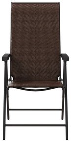 2 db barna polyrattan összecsukható kerti szék
