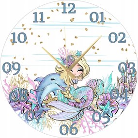 Hableány és színes kagylók gyerekszobába falióra 45 cm