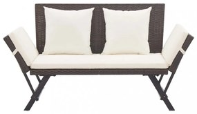 barna polyrattan kerti pad párnákkal 176 cm