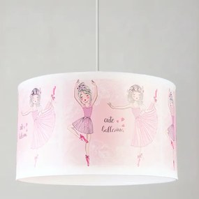 Brilagi - Kábellel függesztett LED gyermekcsillár BOBO, 1xE27/60W/230V, Ø 35 cm, rózsaszín / balerinák