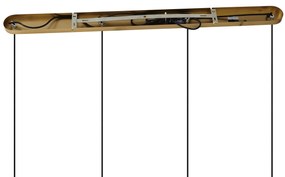 Bronz függőlámpa füstszínű borostyán és zöld üveggel, négyszögletes, 4-lámpás - Bao