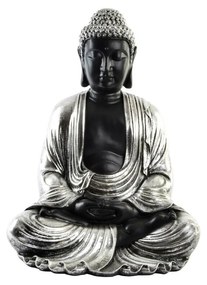Dekoratív Buddha szobor 57 cm Ezüst Fekete színű