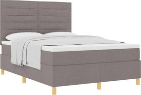 vidaXL Boxrugós ágy matracmal fejtámlával Tópszínű 140 x 190 cm szövet