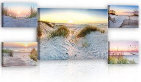 Vászonkép 135x50 táj tenger tengerpart dűnék naplemente természet nyugalom