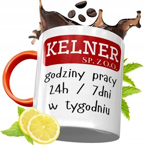 Narancssárga Bögre Pincérnek Ajándék fényképes nyomtatással