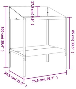 antracitszürke horganyzott acél növényállvány 75,5x54,5x100 cm