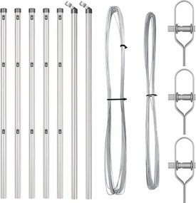 vidaXL Kerítésoszlop 7 pcs Ezüst Acél