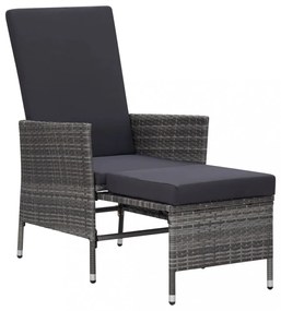 szürke dönthető háttámlás polyrattan kerti szék párnákkal