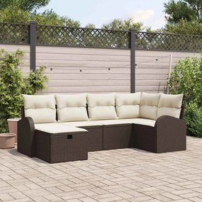 Kerti Kanapé Szett 6 pcs Barna és krémszínű 234 x 124 x 85 cm