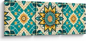 Kép - Türkiz minta (órával) (90x30 cm)