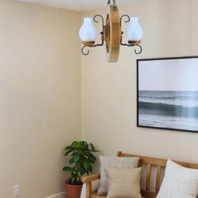 Brilagi - Csillár láncon ROATA 2xE14/40W/230V bükkfa