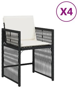 vidaXL 4 db fekete polyrattan kerti szék párnával