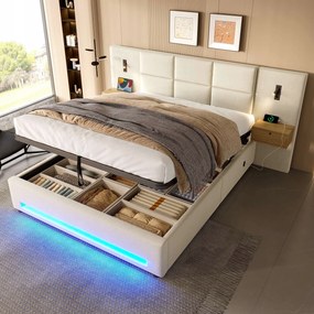 Kárpitozott ágy, franciaágy 180x200 Usb-c Led Hidraulikus fiók