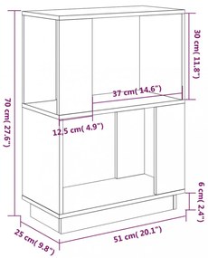 fekete tömör fenyőfa könyvszekrény/térelválasztó 51x25x70 cm