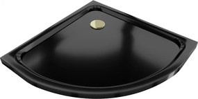 Mexen Flat Slim félkör alakú zuhanytálca 100 x 100 cm, fekete, arany szifon - 41701010G
