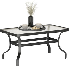 Outsunny Üzlethelyiség Asztal Edzett Üveg Kávézó Asztal Hullámos Dizájnnal, Lekerekített Sarokkal Fabuda Teraszasztal Sofa Asztal Teás Asztal Kerti Bú