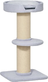 PawHut 91 cm-es Macskafa Macska Torony Szizál Pálcákkal, Platformmal, Párnával, Többszintes Macska Kaparófával, Mászó Fával, Közepes Macskáknak, Világ