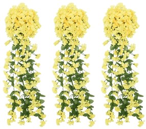 3 db sárga karácsonyi virágfüzér 85 cm