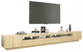 sonoma tölgy színű TV-szekrény LED-lámpákkal 300 x 35 x 40 cm