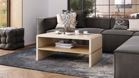 Mazzoni ROCK Bézs Fényes / Artisan Tölgy - MODERN DOHÁNYZÓASZTAL POLCCAL