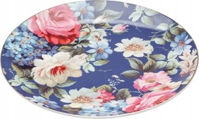 Porcelán desszertes tányér 20 cm Rózsa Virágok Sötétkék