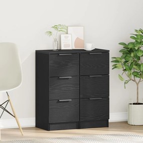 2 db Fekete Tölgy Oldalszekrény 30x30x70 cm Műgyanta Fa