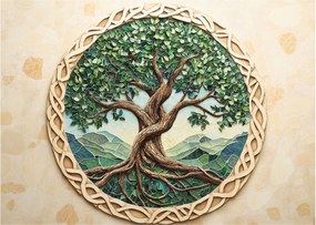 Üveg kép – Fonott életfa (70x50 cm)