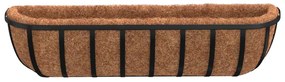 2 db fekete acél fali növénytartó kókusz béléssel 76x21x16 cm