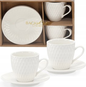 2 Db-os Dombornyomott Csésze Szett 250 Ml-es Csészealjjal Ajándékba