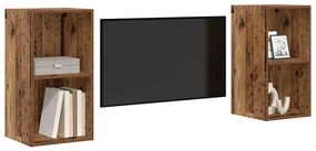 Fali TV Szekrény 2 pcs Régi fa 37 x 37 x 72 cm Faanyag