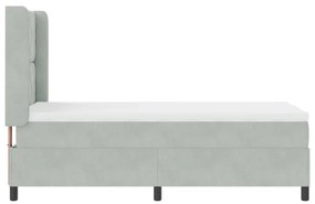 Box Spring Ágy Matraccal és LED Fény Világosszürke 90x190 cm Bársony