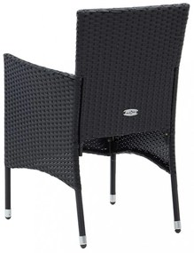 4 db fekete polyrattan kerti étkezőszék