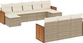 vidaXL 10 részes bézs polyrattan kerti ülőgarnitúra párnával