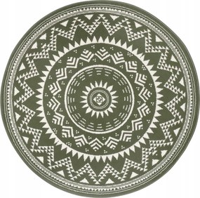 Kerek szőnyeg nappaliba 140cm , puha haj ,zöld krém mandala minta