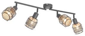 Design mennyezeti lámpa fekete arannyal 4-lámpás hosszúkás - Noud