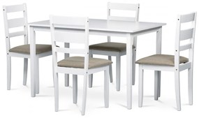 Set de masă modern pentru 4 persoane în alb mat. Dimensiunea mesei: 120x75x75 cm. AUT-6070