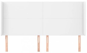 fehér műbőr fejtámla szárnyakkal 203x23x118/128 cm