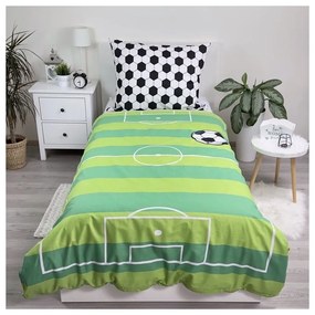 Zöld egyszemélyes pamut gyerek ágyneműhuzat 140x200 cm Football – Jerry Fabrics
