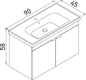Desna mosdószekrény, 90 cm – TR785PNC1358