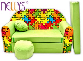 nellys ® átalakítható gyermek kanapé 76r - kirakós - zöld