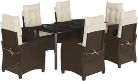 vidaXL 7 részes barna polyrattan kerti étkezőgarnitúra párnával