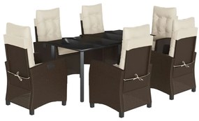 vidaXL 7 részes barna polyrattan kerti étkezőgarnitúra párnával
