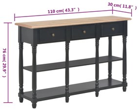 fekete szerelt fa tálalóasztal 110 x 30 x 76 cm